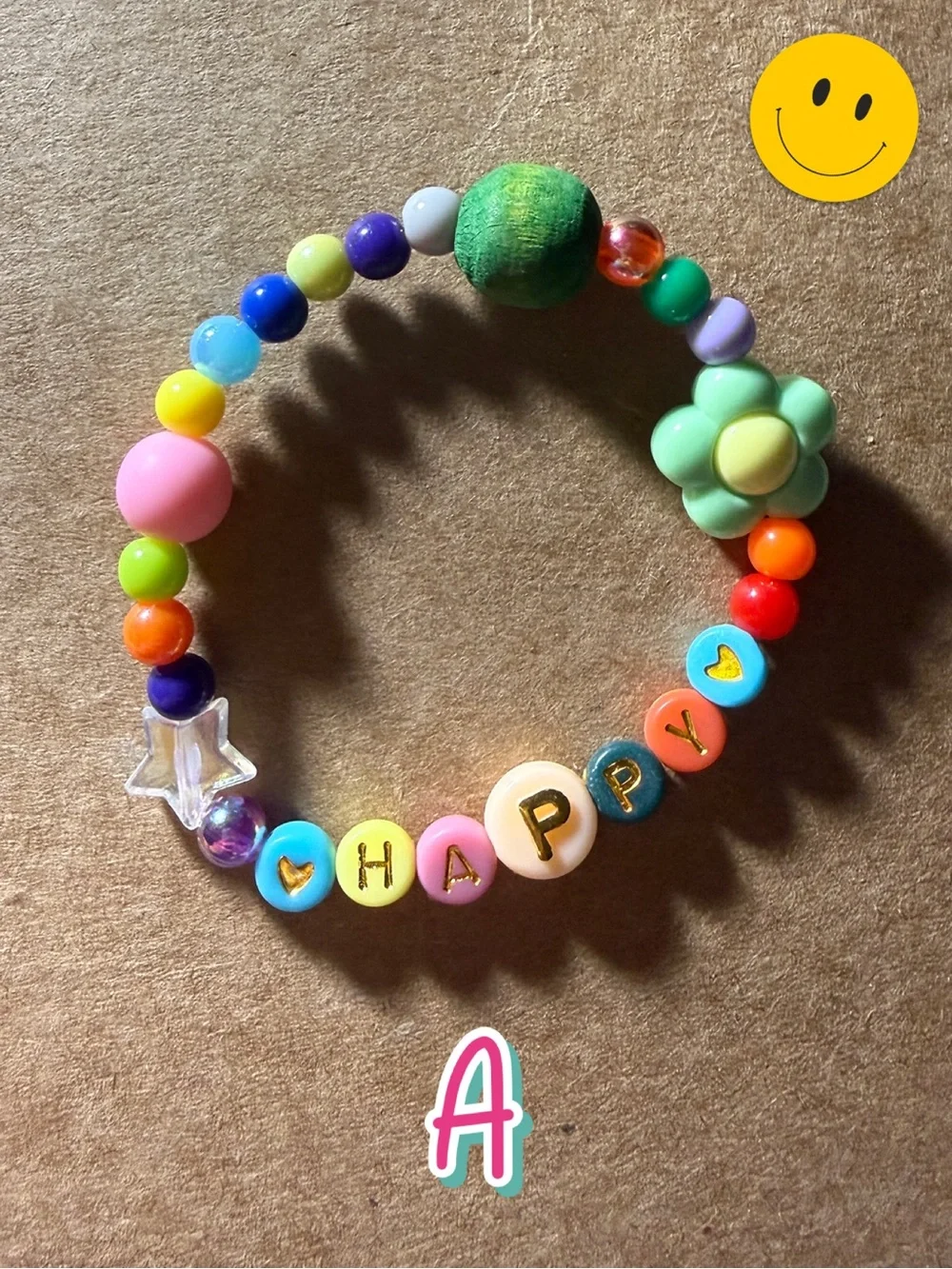 HAPPY Beaded Stretch Bracelets for Tweens, Teens, and Young Adults